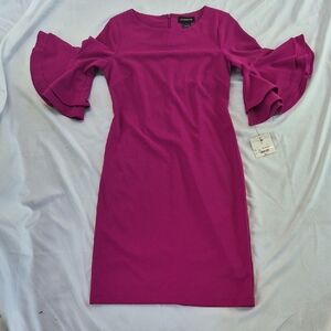 Liz Claiborne Pink Sheath Dress with Bell Sleeves